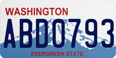 WA license plate ABD0793