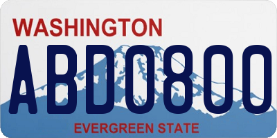 WA license plate ABD0800