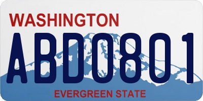 WA license plate ABD0801