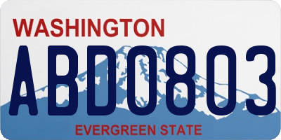 WA license plate ABD0803