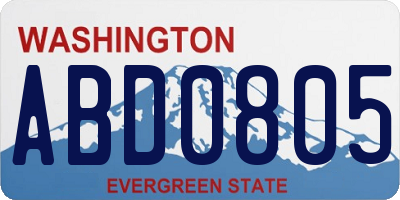 WA license plate ABD0805