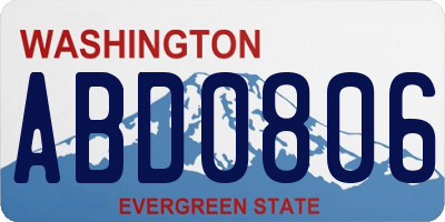 WA license plate ABD0806