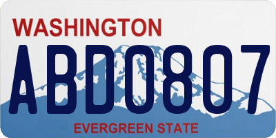 WA license plate ABD0807