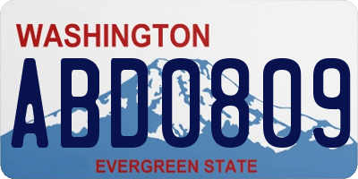 WA license plate ABD0809