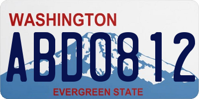 WA license plate ABD0812