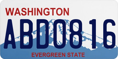 WA license plate ABD0816