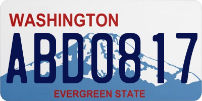 WA license plate ABD0817
