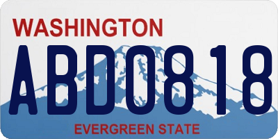 WA license plate ABD0818