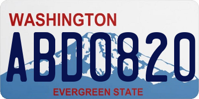WA license plate ABD0820