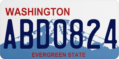 WA license plate ABD0824