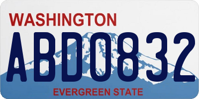 WA license plate ABD0832