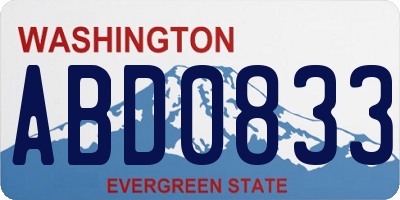 WA license plate ABD0833