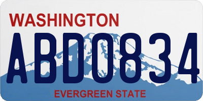WA license plate ABD0834