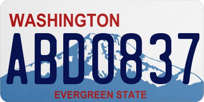 WA license plate ABD0837