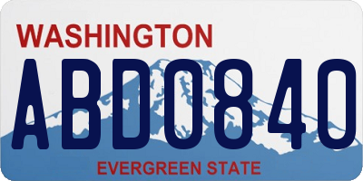 WA license plate ABD0840