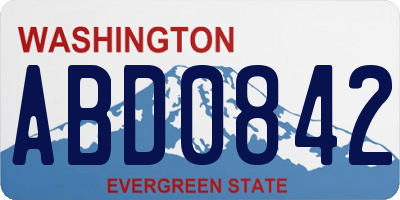 WA license plate ABD0842