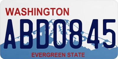 WA license plate ABD0845