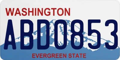 WA license plate ABD0853