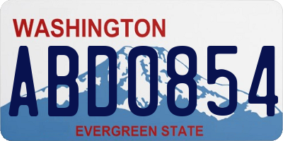 WA license plate ABD0854