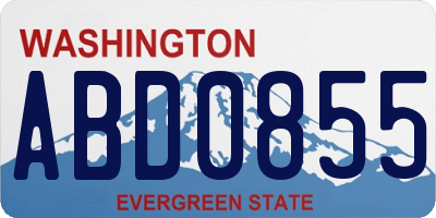 WA license plate ABD0855