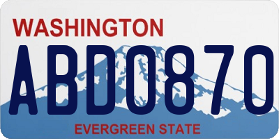 WA license plate ABD0870