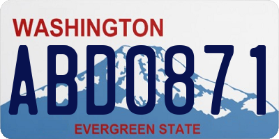 WA license plate ABD0871
