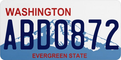 WA license plate ABD0872