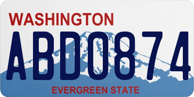 WA license plate ABD0874