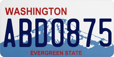 WA license plate ABD0875