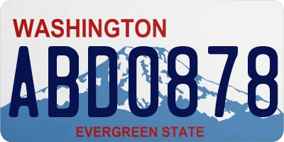WA license plate ABD0878