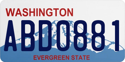WA license plate ABD0881