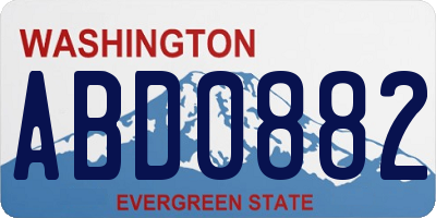 WA license plate ABD0882
