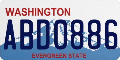 WA license plate ABD0886