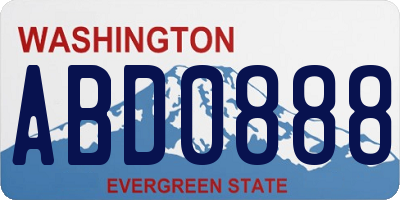 WA license plate ABD0888