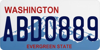 WA license plate ABD0889