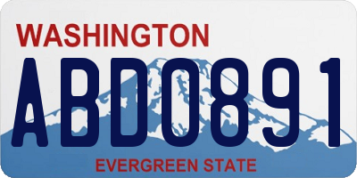 WA license plate ABD0891