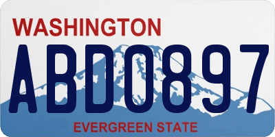 WA license plate ABD0897
