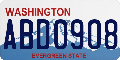 WA license plate ABD0908