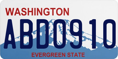 WA license plate ABD0910