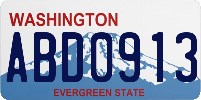WA license plate ABD0913