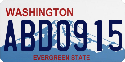 WA license plate ABD0915