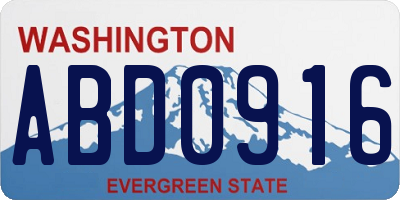 WA license plate ABD0916
