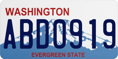 WA license plate ABD0919