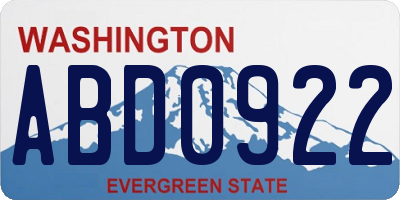 WA license plate ABD0922