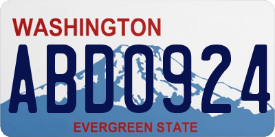 WA license plate ABD0924