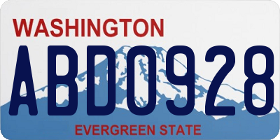 WA license plate ABD0928