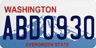 WA license plate ABD0930