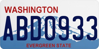 WA license plate ABD0933