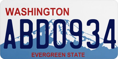 WA license plate ABD0934
