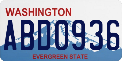 WA license plate ABD0936